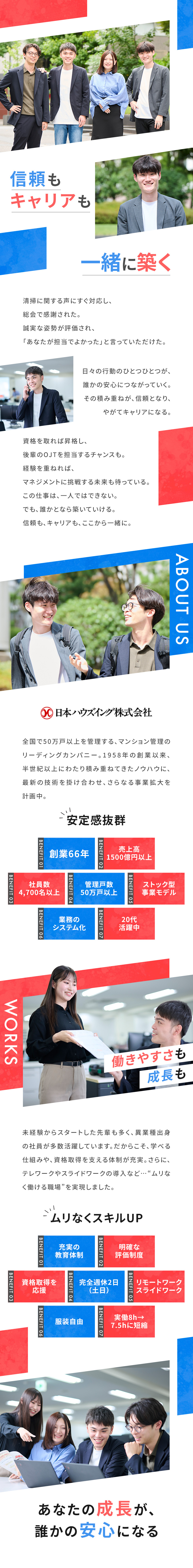 トップクラスの管理戸数を誇る業界のトップランナー／ゼロからのスタート歓迎！未経験・異業種出身者活躍中／リモート・スライドワークあり、服装自由、土日祝休み／日本ハウズイング株式会社