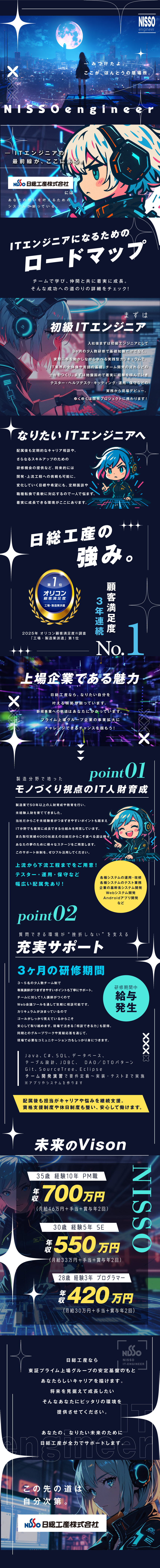 未経験9割・文系出身も活躍！専属講師の3ヶ月研修有／配属後もフォロー継続。運用から開発・上流へ成長可！／3年連続オリコン1位の実績が、育成力と安心の証です／日総工産株式会社