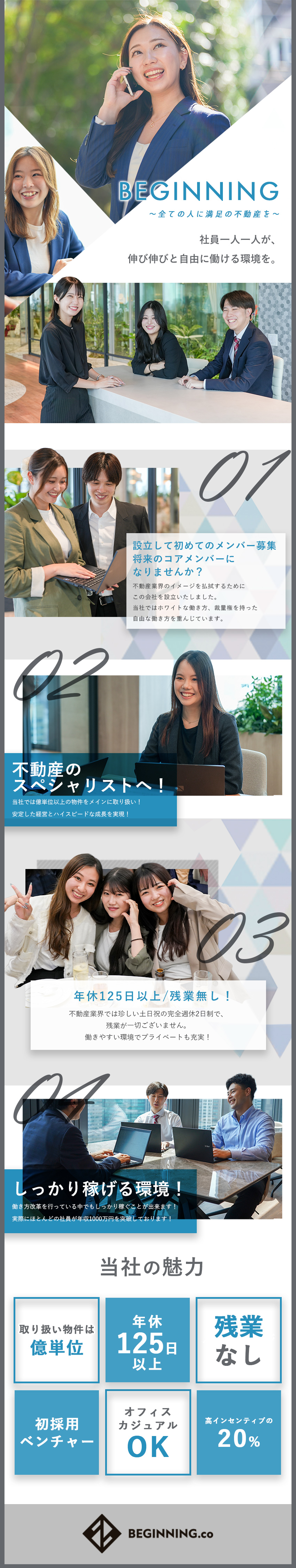 【少人数企業】コアメンバーとして会社と共に成長！／【異例の好待遇】年休125日以上＆完全定時退社！／【とにかく稼げる】高額インセンで年収1000万可能／株式会社ＢＥＧＩＮＮＩＮＧ