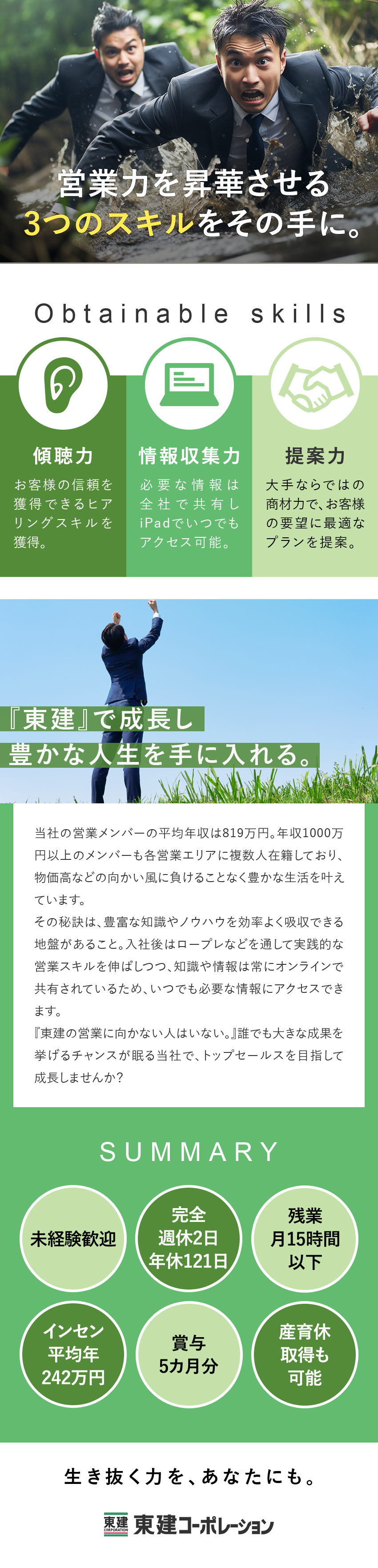 【未経験◎】基礎から学べる研修＆支援充実で安心／【働き方◎】年休121日／残業月15時間以下／【待遇◎】平均年収819万円／安心の固定給あり／東建コーポレーション株式会社【プライム市場】