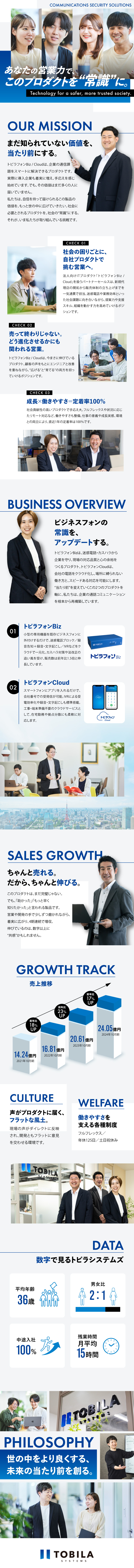 【成長市場】迷惑電話・カスハラ対策で需要拡大中／【スキルUP】経験を活かしサービスづくりに関われる／【働きやすさ】柔軟な制度／年休125日／定着率高／トビラシステムズ株式会社【スタンダード市場】