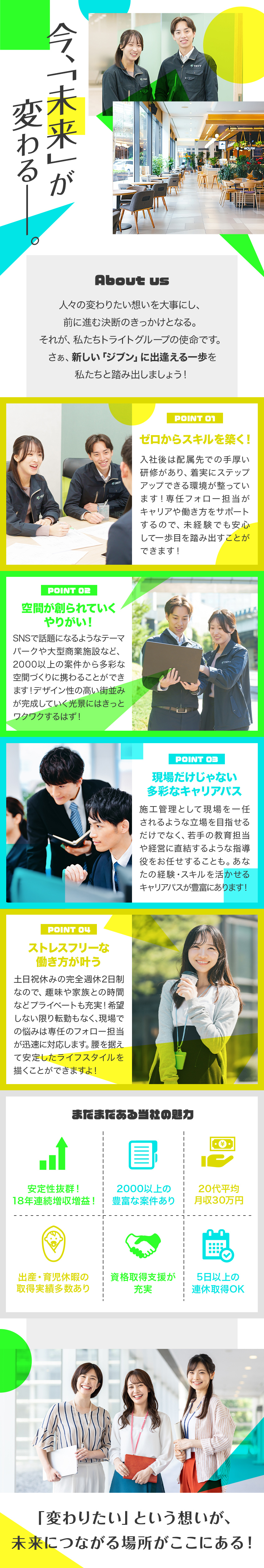 ◆未経験歓迎！手厚い研修・資格取得支援制度あり！／◆完休2日制＆土日祝休みメリハリある働き方が叶う！／◆18年連続『増収・増益』の安定した経営基盤あり！／株式会社トライトエンジニアリング(トライトグループ)