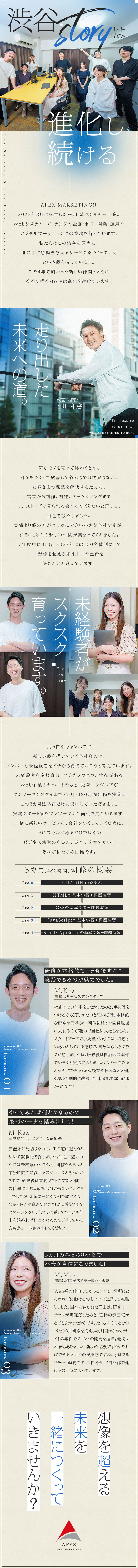 ★設立4年目。進化し続けるスタートUPベンチャー！／★渋谷で描く夢を一緒に叶えていく仲間を募集！／★未経験歓迎。3カ月かけてマンツーマンで教えます！／株式会社ＡＰＥＸ　ＭＡＲＫＥＴＩＮＧ