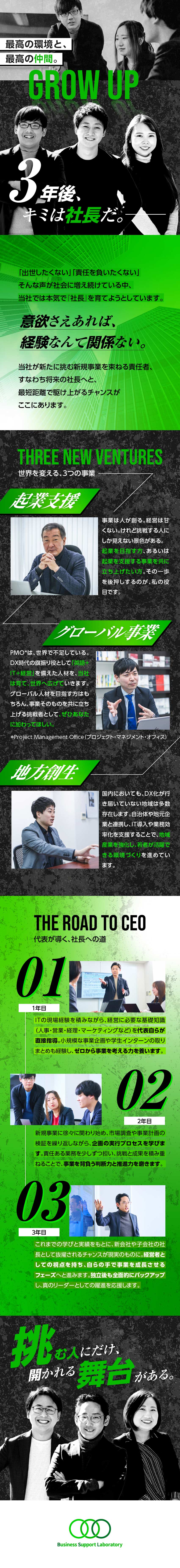 【新規事業】新しく立ち上げた事業のリーダー候補募集／【未経験歓迎】代表直下の指導で着実に成長できる／【経営直結】3年後には事業を動かす責任者へ成長／株式会社Ｂ・Ｓ・Ｌ