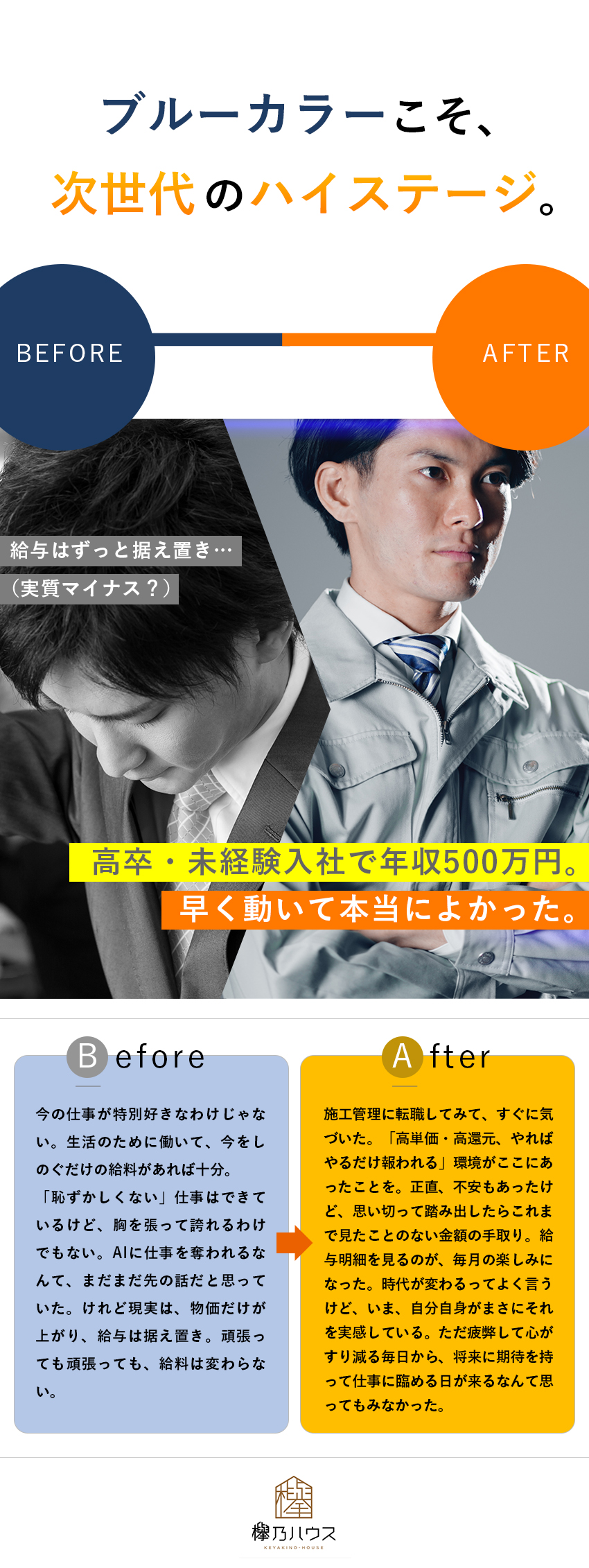 【収入アップ】未経験でも年収500万円スタート／【資格取得支援】イチから将来性の高いスキルを習得／【働き方】出張・転勤なし／残業月12h／休日出勤無／株式会社欅乃ハウス