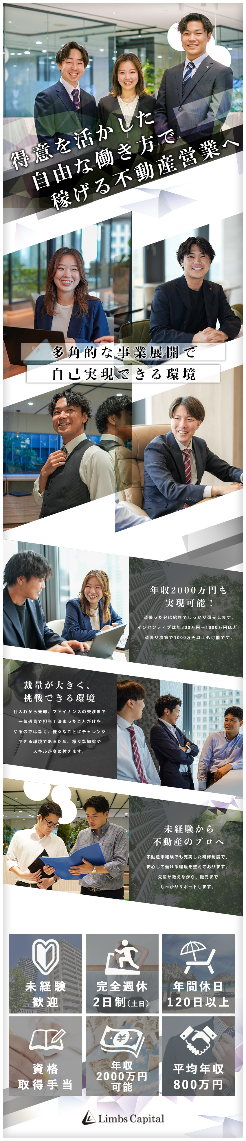 【未経験歓迎】情熱をもった方と働いていきたいです！／【高収入実現】年収2000万円が可能なインセン制度／【働きやすさ】土日祝休み＆年間休日120日／株式会社リムズキャピタル