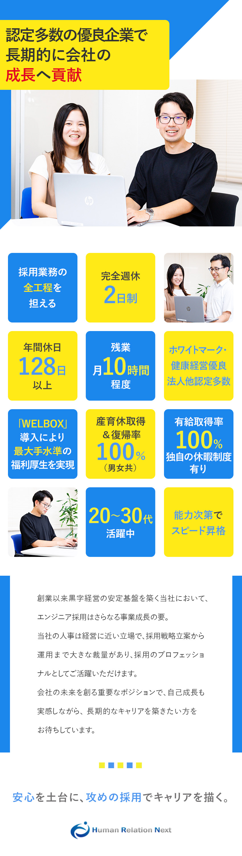 戦略立案から一貫して担当し、事業拡大に直接貢献／実績・能力重視◆在籍年数に寄らずスピード昇格も可能／創業以来19年連続黒字経営◎右肩上がりの成長継続中／ヒューマンリレーションネクスト株式会社