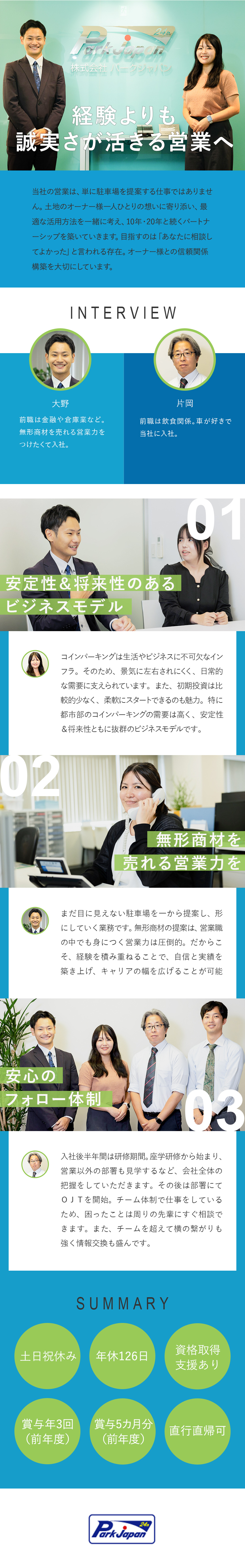 【やりがい】オーナー様と長期的な信頼関係を築ける！／【未経験歓迎】安心のフォロー体制！社内の繋がり◎／【働きやすさ】土日祝休／年休126日／直行直帰OK／株式会社パークジャパン
