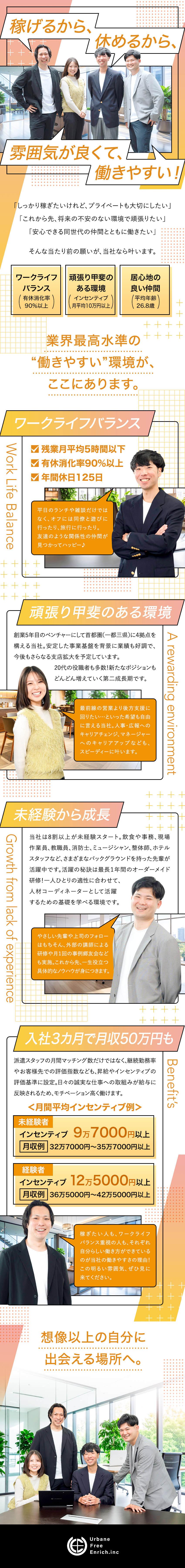 【研修充実】8割未経験スタート／最長1年の研修あり／【インセンティブ】入社3ヵ月で月収50万円の到達も／【働きやすさ】年間休日125日／残業月0～5時間／株式会社ＵＦＥ