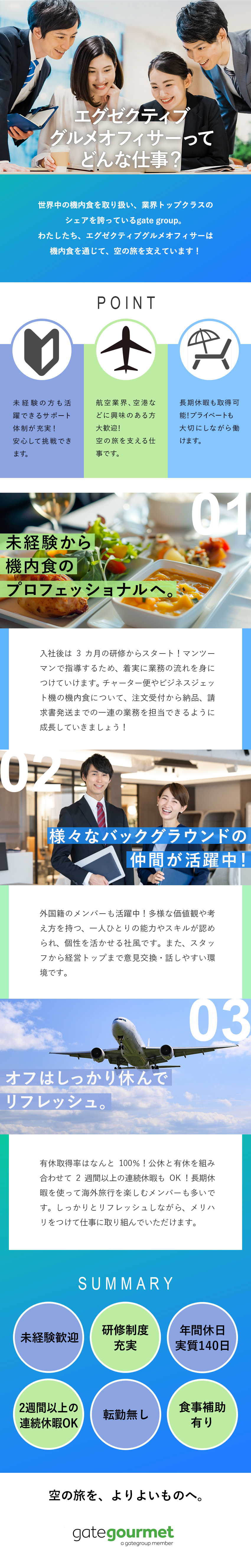 【航空業界に挑戦】多くの人に喜ばれる機内食を届ける／【休日】有休取得率100％！年間休日140日！／【働き方】マイカー通勤可能／転勤無し／食事補助有り／ゲートグルメジャパン有限会社(ゲートグループ)