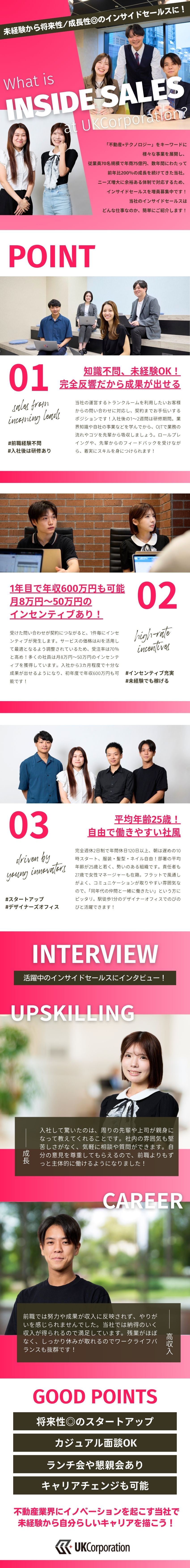 【未経験・第二新卒OK】平均年齢25歳の若いチーム／【年収700万円可】月給25万円～＋インセンティブ／【70名で売上75億円】完全反響・成約率70％／株式会社UKCorporation