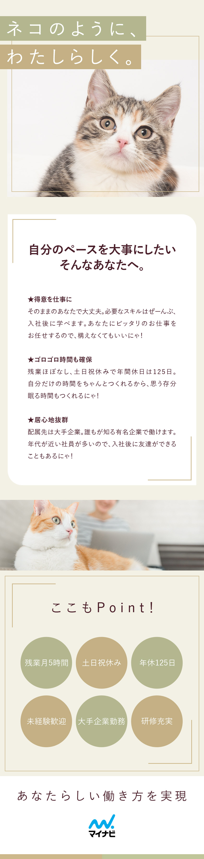【未経験歓迎】ビジネスマナーやPC操作から学べる／【有名企業で働く】人事採用・事務アシスタント／【プライベート充実】残業月5h／年間休日125日／株式会社マイナビワークス（マイナビキャリレーション事務局）