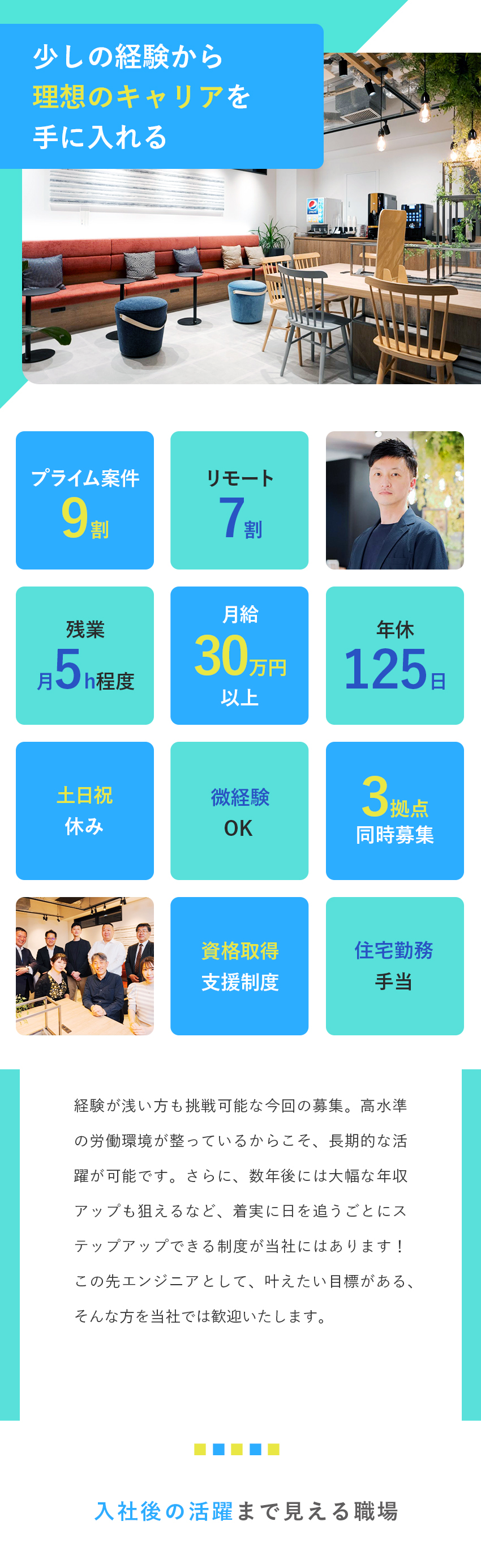 【微経験】独学やスクールで学んだ方もご相談ください／【納得の案件】プライム9割・リモートワーク7割／【長く働ける環境】年休125日＆基本定時退社／株式会社Ｆｒｅｅｅｋｓ