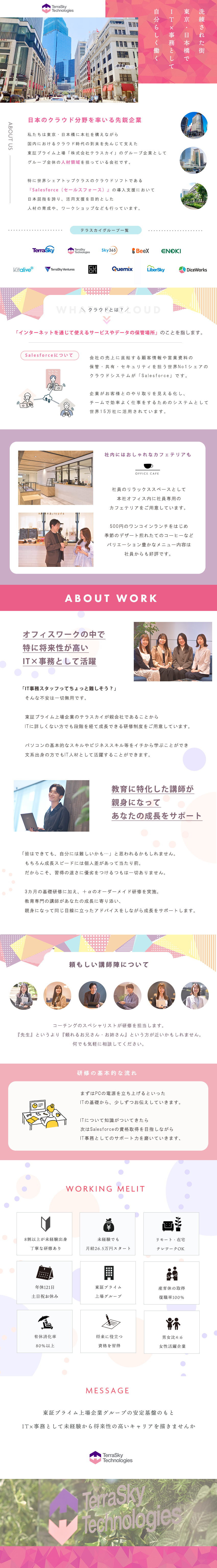 ＊抜群の安定性を誇る東証プライム上場企業グループ／＊世界的なクラウドシステムの事務サポートを担当／＊社内カフェテリア、土日祝休、テレワークOK　他／株式会社テラスカイ・テクノロジーズ(テラスカイグループ)