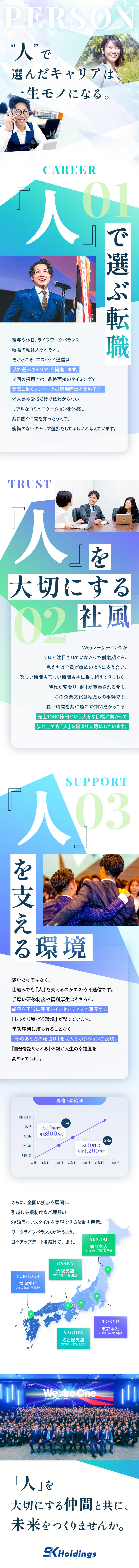 ◆流行サービス＞SNSやWebなどの身近な商材アリ／◆実力主義＞入社1年目から年収750万円実績あり！／◆福利厚生＞住宅・家族手当／引っ越し支援／昼食補助／株式会社エス・ケイ通信