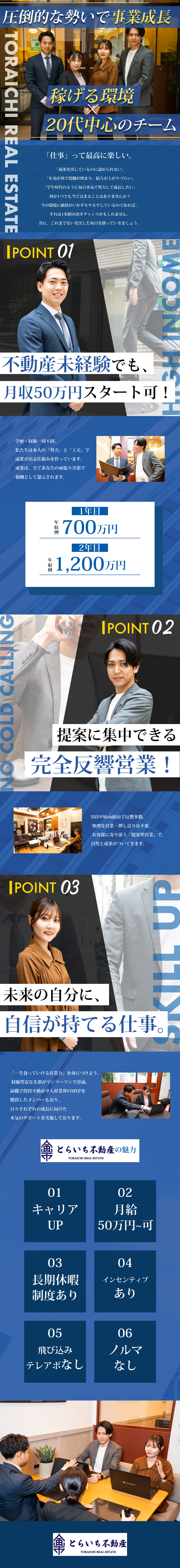 不動産未経験から年収1000万円を目指せる！／20代中心×完全実力主義のベンチャー企業／会社の意思決定に関わる幹部候補の採用／株式会社ＴＯＲＡＩＣＨＩ