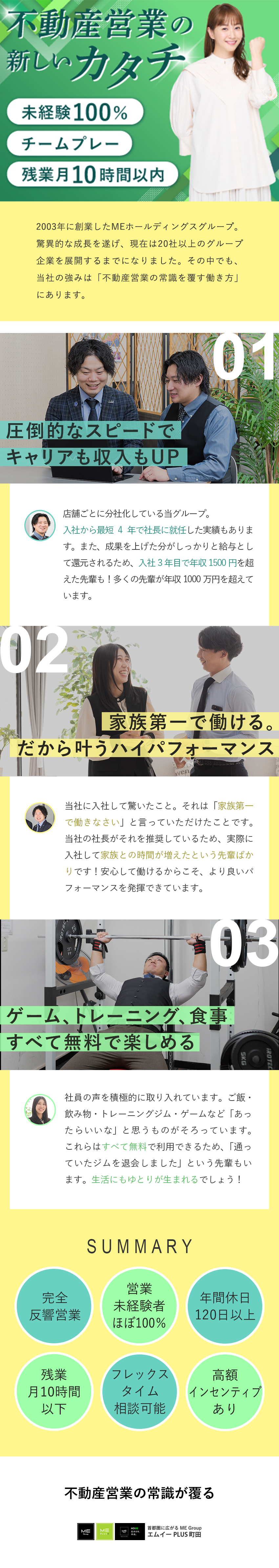 常識を覆す！年休120日以上・残業月10h以下／20代で年収1000万円超えメンバー多数／ジム・ご飯・飲み物・ゲームなどすべて無料で利用可能／エムイーＰＬＵＳ町田株式会社(MEホールディングスグループ)