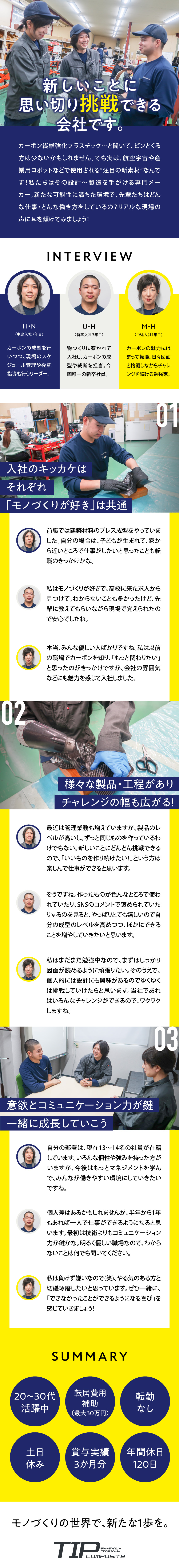 【意欲を重視】未経験から手に職をつけるチャンスです／【変革期の会社をリード】コミュ力を活かして活躍を！／【働きやすさ抜群】土日休／年休120日／手当充実／TIP composite 株式会社