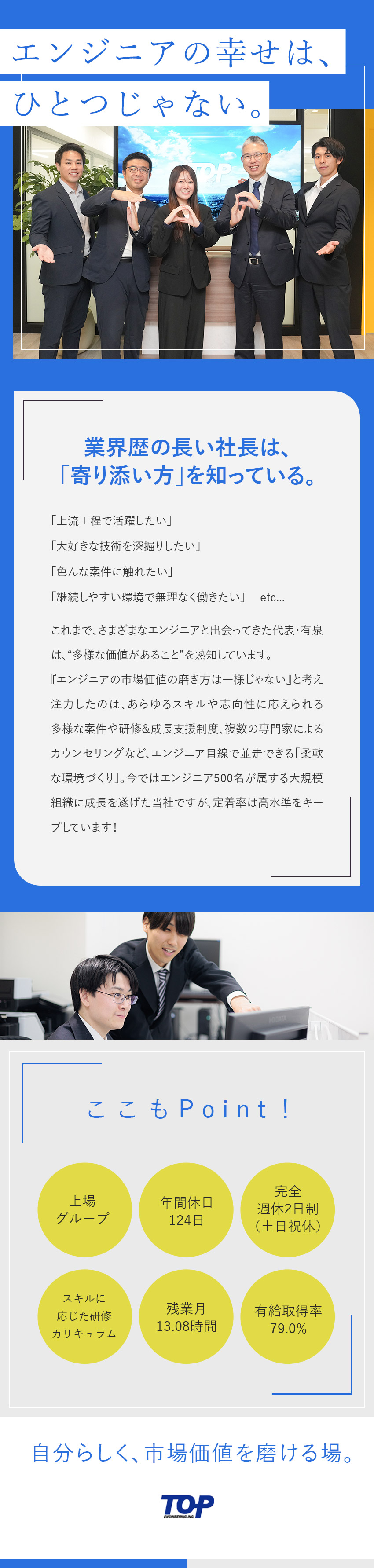 上場Gの安定感◆大手有名メーカー案件に上流から挑戦／定着率90％超◆生涯エンジニアが叶う！独自の制度／好環境◆残業月平均13h／年休124日／在宅あり／株式会社トップエンジニアリング(平山ホールディングスグループ)