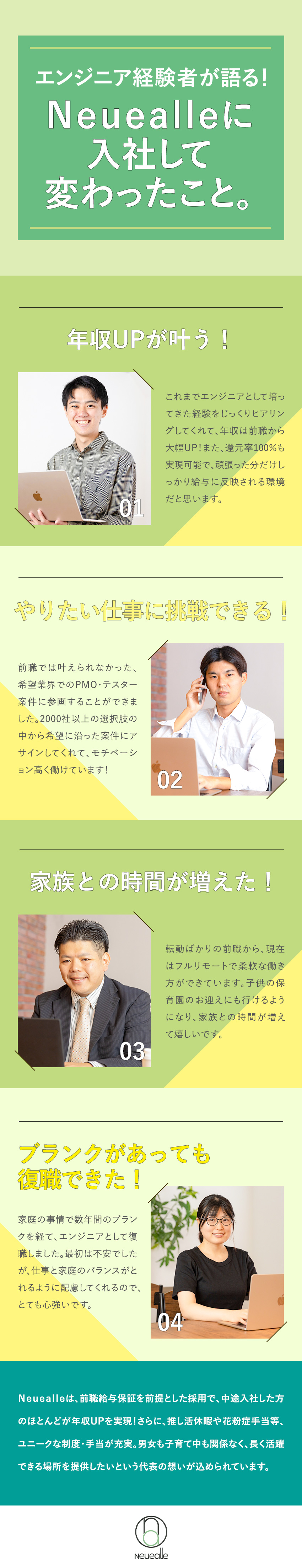 【前職給与保証】平均178万円の年収UPを実現／【取引先2000社超】100％希望の案件にアサイン／【待遇】還元率100％も実現可／年休120日以上／株式会社Ｎｅｕｅａｌｌｅ