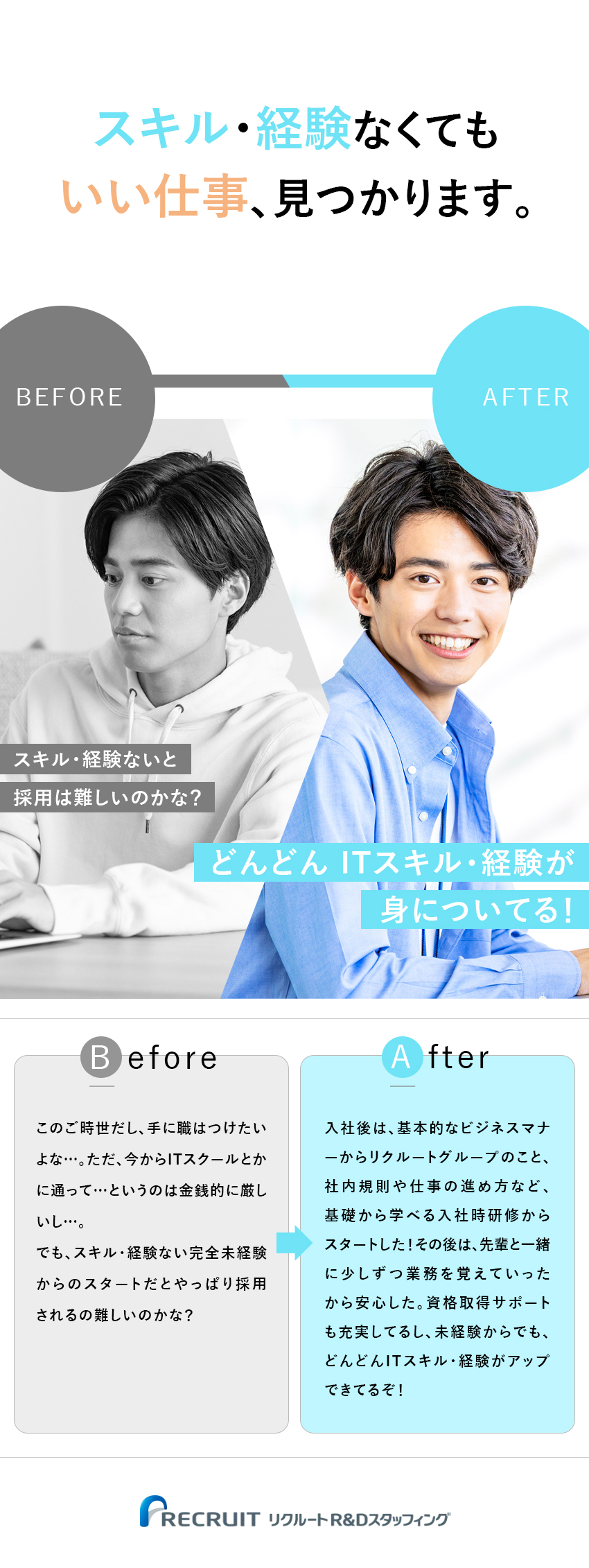 実務未経験歓迎！自分のレベルに合った仕事から挑戦／取引先の約8割が大手有名企業！良質な経験を積める／家賃5割制度／退職金有／残業少なめ／完全週休2日制／株式会社リクルートＲ＆Ｄスタッフィング(リクルートグループ)