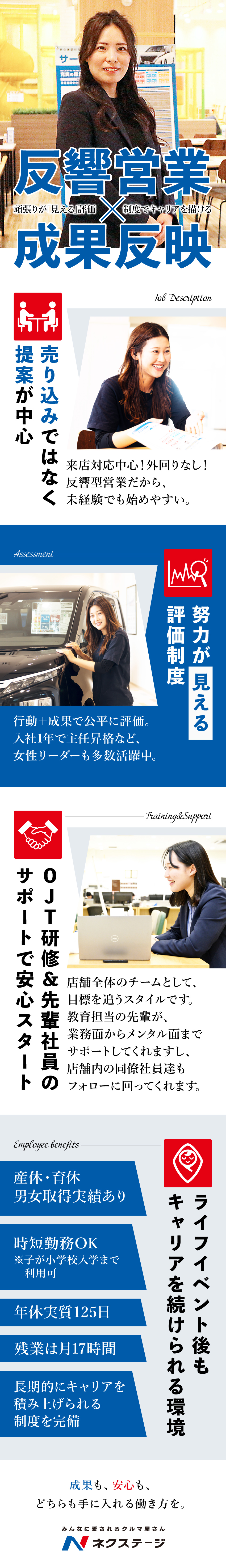 来店・問合せ対応の【完全反響型】営業◎／行動＋結果の明確評価！未経験もスタートしやすい♪／20代・30代女性活躍中★環境変わっても活躍可！／株式会社ネクステージ【プライム市場】