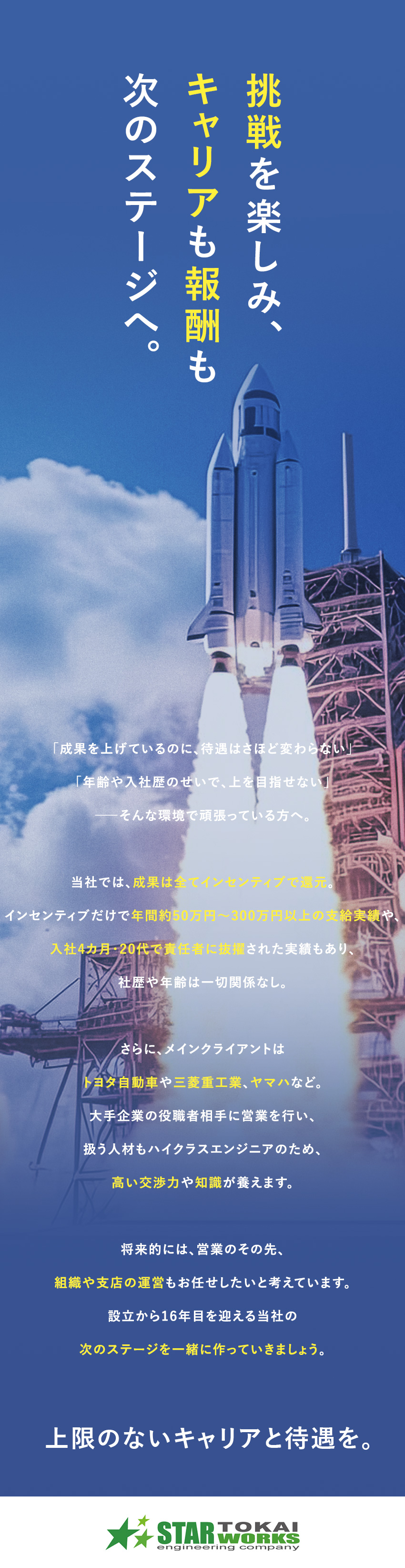 ★平均年齢28歳！組織づくりにも挑戦できる営業／★年功序列なし！実力次第で早期キャリアアップが可能／★土日祝休み／月給28万～50万円＋インセンティブ／スターワークス東海株式会社(スターワークスグループ)