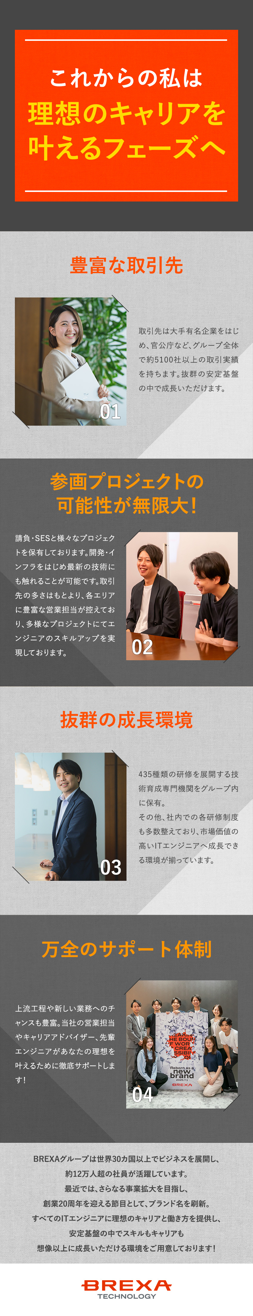 ＜安定│グループで世界30カ国にビジネスを展開！＞／＜明確な評価制度｜上流や先端技術に挑戦可能＞／＜年休124日｜残業少なめ｜充実の手当多数＞／株式会社BREXA Technology(株式会社BREXA Holdingsのグループ会社)