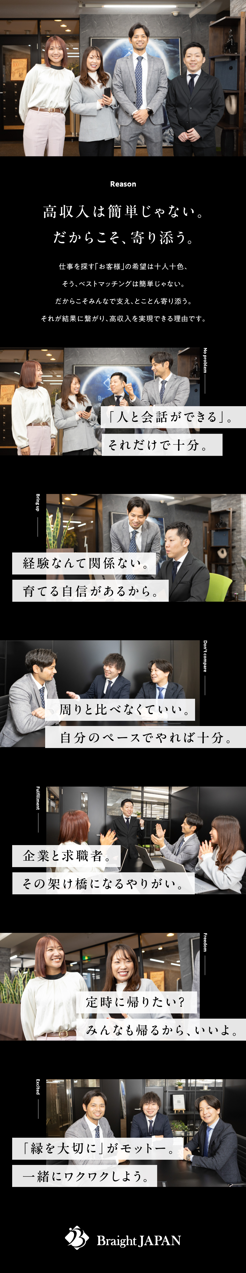 【成長企業】独自戦略で設立5年ながら安定成長！／【未経験歓迎】育成体制◎入社初年度で月収50万円可／【オフ充実】残業ほぼ無し／土日祝休みの年休124日／株式会社Ｂｒａｉｇｈｔ　ＪＡＰＡＮ