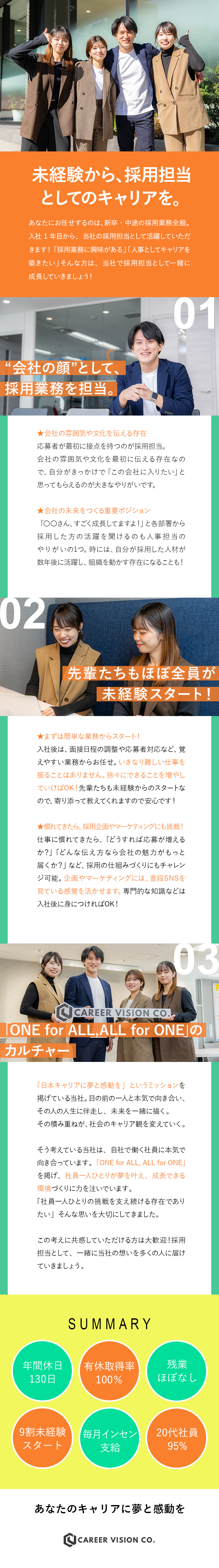 【プライベート充実♪】年休130日・土日祝休み／【未経験歓迎】採用領域でキャリアを築ける！／【好待遇◎】平均月収35万円～（インセ込）／株式会社キャリアビジョン
