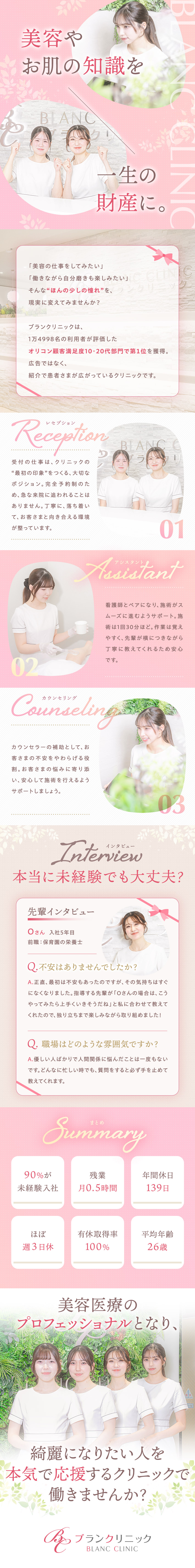 【安心デビュー】90％が未経験入社&研修充実♪／【働きやすさ◎】年間休日139日&残業月0.5時間／【未経験歓迎】人柄重視の採用を行っています★／株式会社ブラン