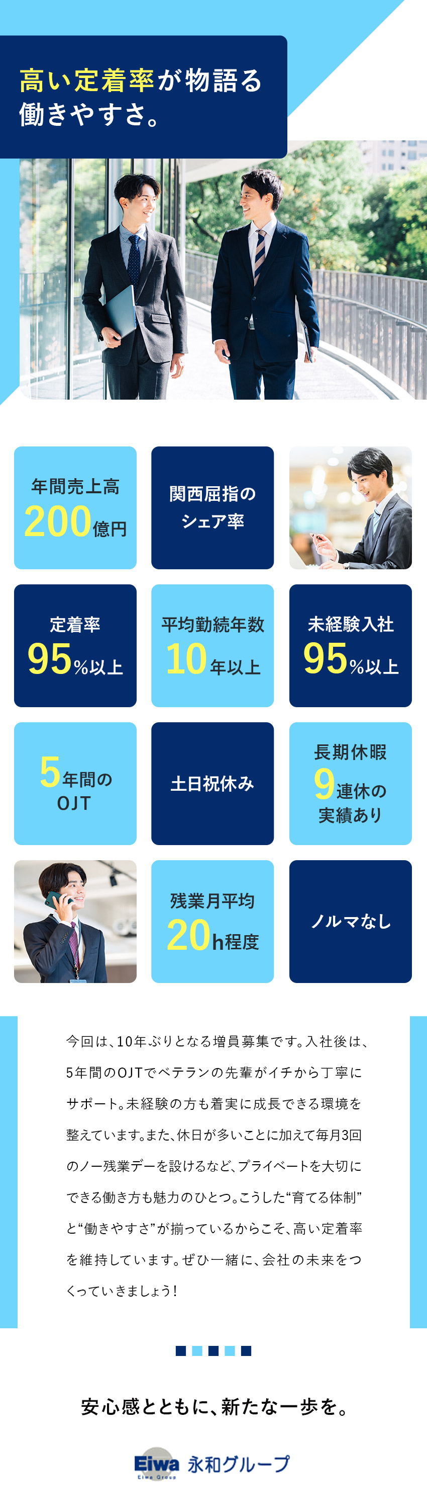 安定◆年間売上高200億円！関西シェアトップクラス／成長◆5年間のOJTでフォロー◎未経験入社95％超／働きやすさ◆土日祝休／残業1日1h以内／9連休可／三登商事株式会社