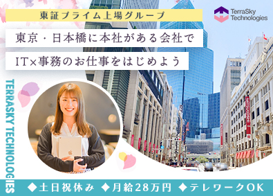 株式会社テラスカイ・テクノロジーズ(テラスカイグループ) IT事務スタッフ／テレワークOK／土日祝休み／月給28万円～