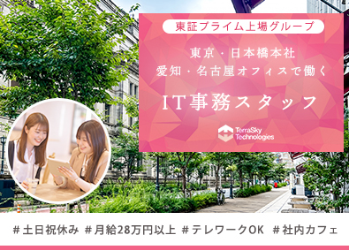 株式会社テラスカイ・テクノロジーズ(テラスカイグループ) IT事務スタッフ／テレワークOK／土日祝休み／月給28万円～