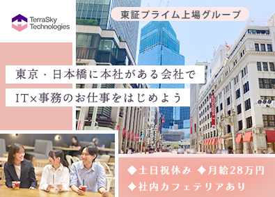 株式会社テラスカイ・テクノロジーズ(テラスカイグループ) IT事務スタッフ／土日祝休／月給28万円～／社内カフェテリア